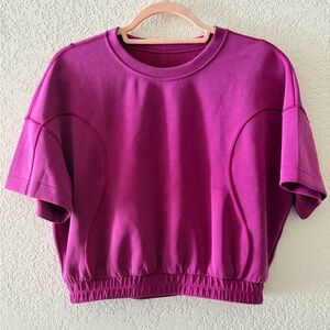 LULULEMON Softstreme Gathered T-Shirt Cropped Magenta Purple Women’s Size 8